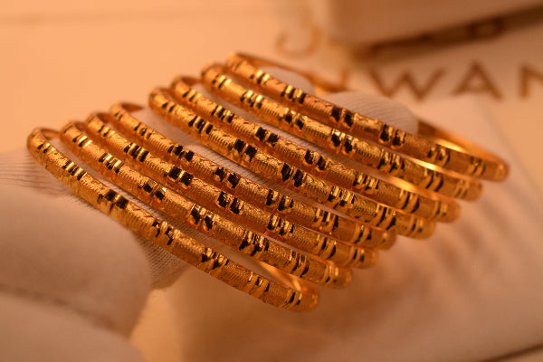 Luxury Unique Design Gold Plated 8pc Bangle Set for Girls/Women