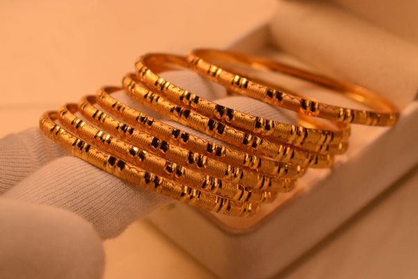 Luxury Unique Design Gold Plated 8pc Bangle Set for Girls/Women