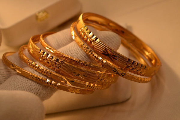 Stylish Unique Design Gold Plated 6pc Bangle Set for Girls/Women