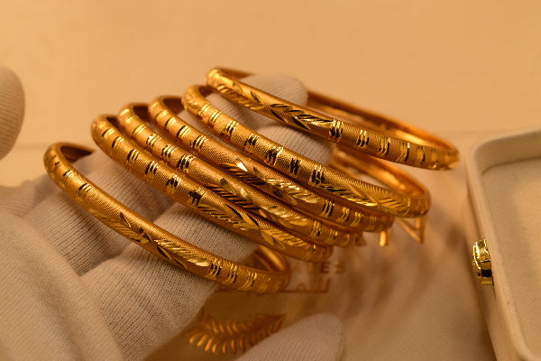 Fancy Unique Design Gold Plated 6pc Bangle Set for Girls/Women
