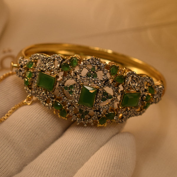 Beautiful Unique Design Gold Plated Crystal Stones Bangle for Girls/Women