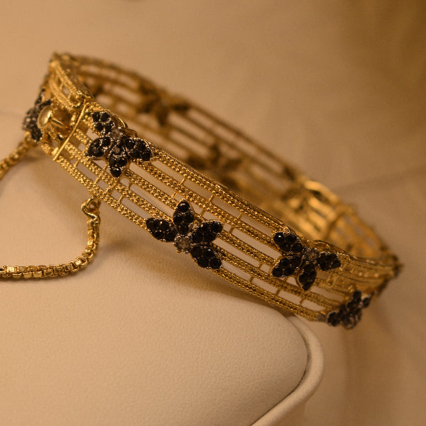 Charming Unique Design Gold Plated Crystal Stones Bangle for Girls/Women