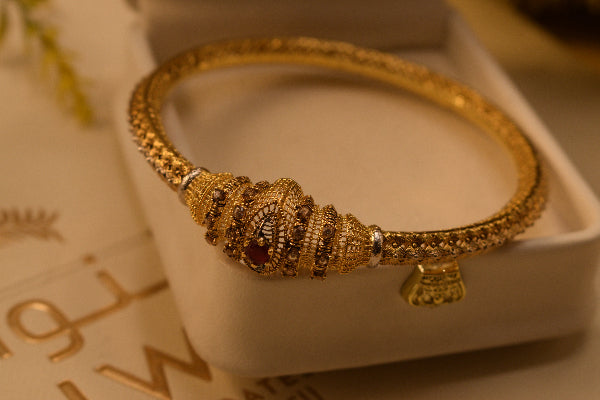 Dazzling Unique Design RP 24K Gold Coated 13.5 Gram Bangle for Girls/Women