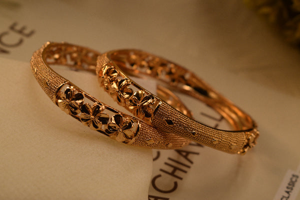 Beautiful Unique Design Gold Plated 2pc Bangle Set for Girls/Women