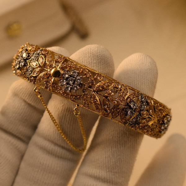 Stylish Unique Design Gold Plated Crystal Stones Bangle for Girls/Women