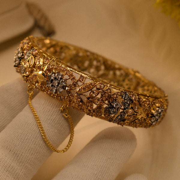 Stylish Unique Design Gold Plated Crystal Stones Bangle for Girls/Women