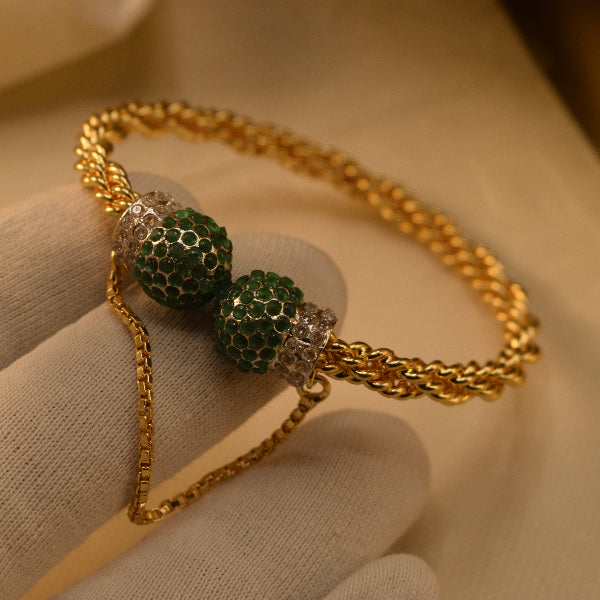 Beautiful Unique Design Gold Plated Crystal Stones Bangle for Girls/Women