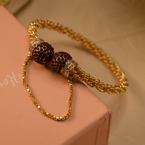 Beautiful Unique Design Gold Plated Crystal Stones Bangle for Girls/Women