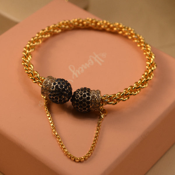 Beautiful Unique Design Gold Plated Crystal Stones Bangle for Girls/Women