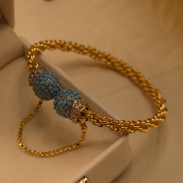 Beautiful Unique Design Gold Plated Crystal Stones Bangle for Girls/Women