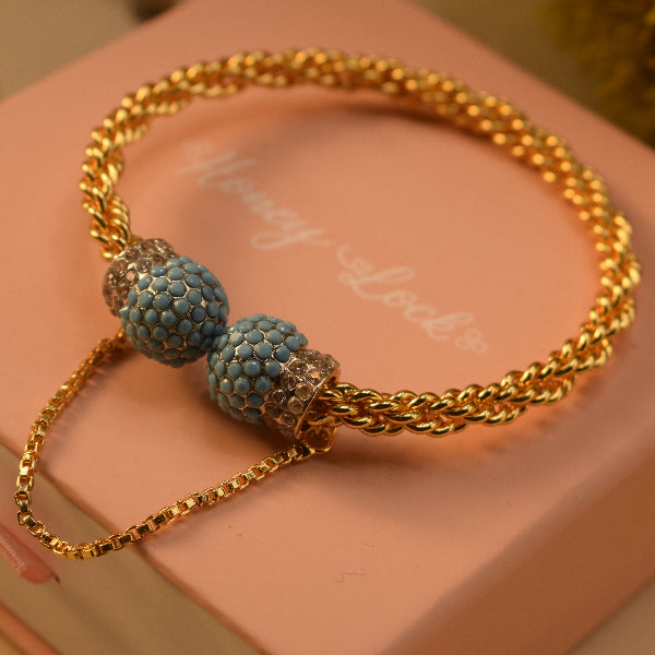 Beautiful Unique Design Gold Plated Crystal Stones Bangle for Girls/Women