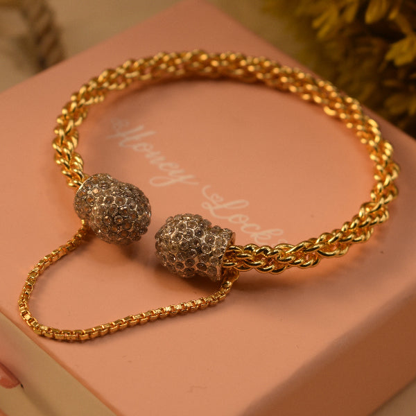 Beautiful Unique Design Gold Plated Crystal Stones Bangle for Girls/Women
