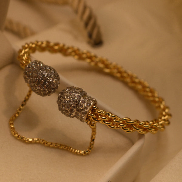 Beautiful Unique Design Gold Plated Crystal Stones Bangle for Girls/Women