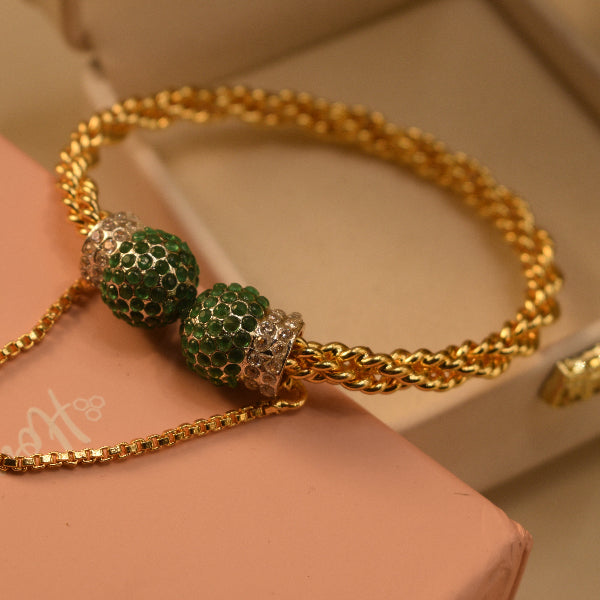 Beautiful Unique Design Gold Plated Crystal Stones Bangle for Girls/Women