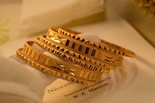 Sparkling Unique Design Gold Plated 6pc Bangle Set for Girls/Women