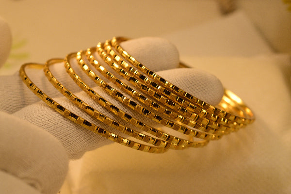 Dazzling Unique Design Gold Plated 8pc Bangle Set for Girls/Women