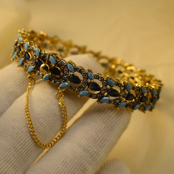 Fancy Unique Design Gold Plated Crystal Stones Bangle for Girls/Women