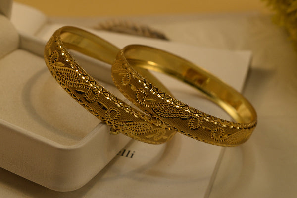 Luminous Unique Design Gold Plated 2pc Bangle Set for Girls/Women