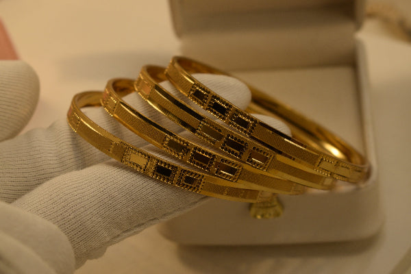 Gorgeous Unique Design Gold Plated 4pc Bangle Set for Girls/Women