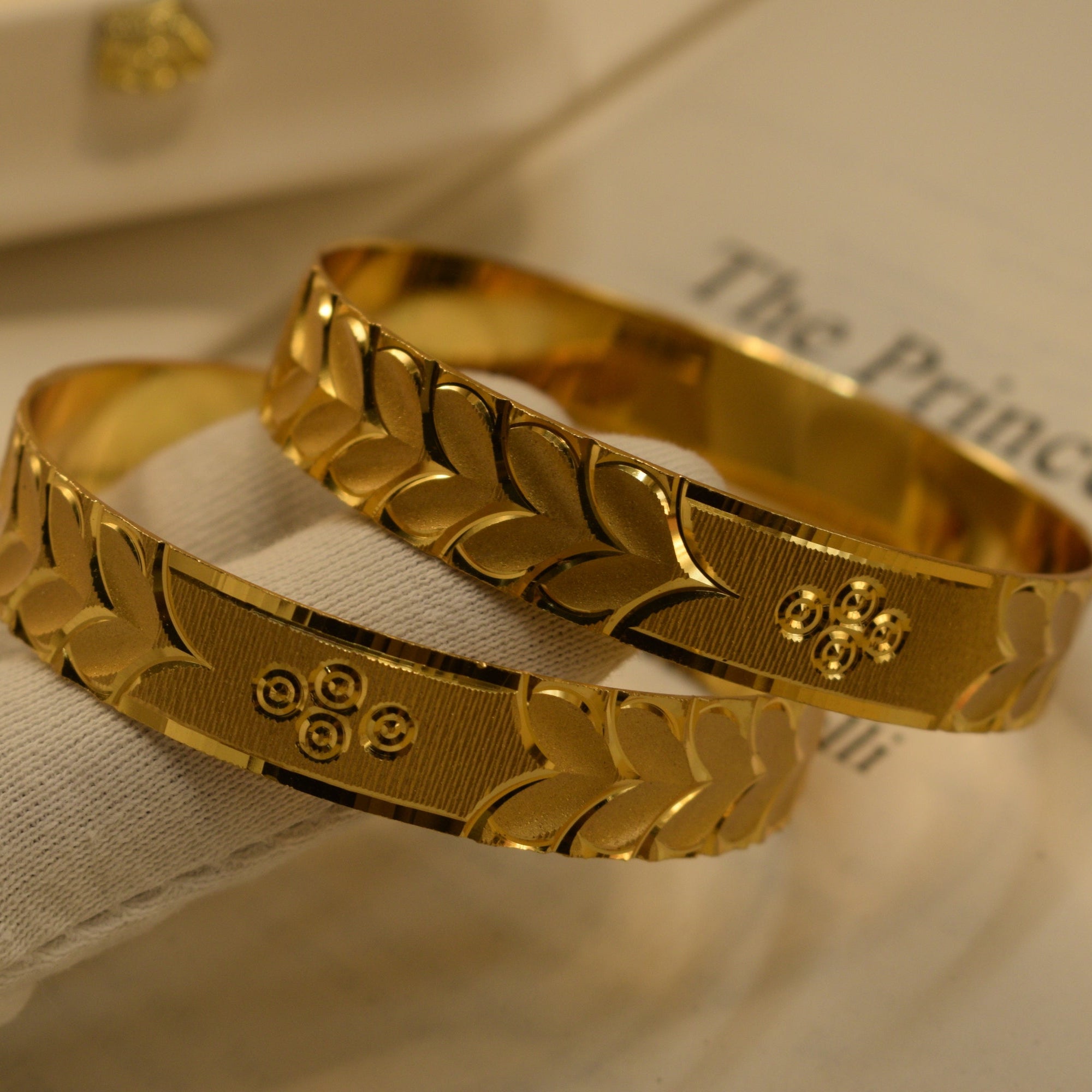 Dazzling Unique Design Gold Plated 2pc Bangle Set for Girls/Women