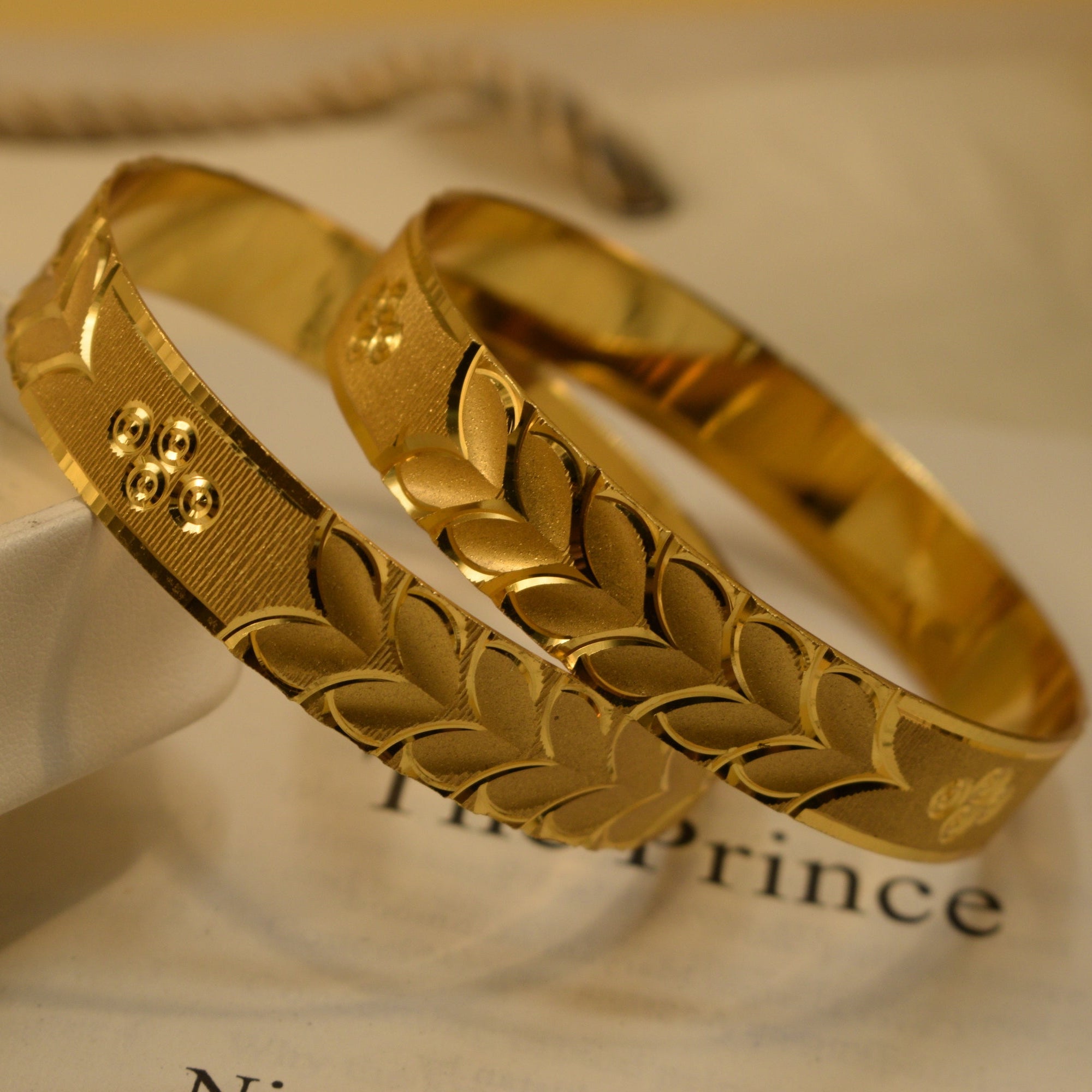 Dazzling Unique Design Gold Plated 2pc Bangle Set for Girls/Women