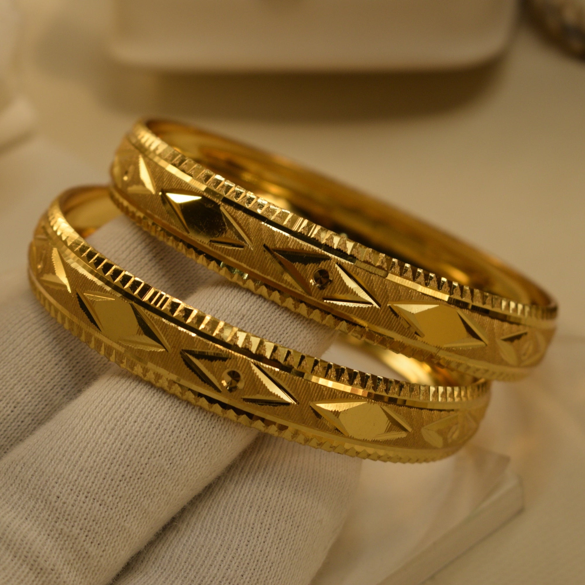 Fancy Unique Design Gold Plated 2pc Bangle Set for Girls/Women