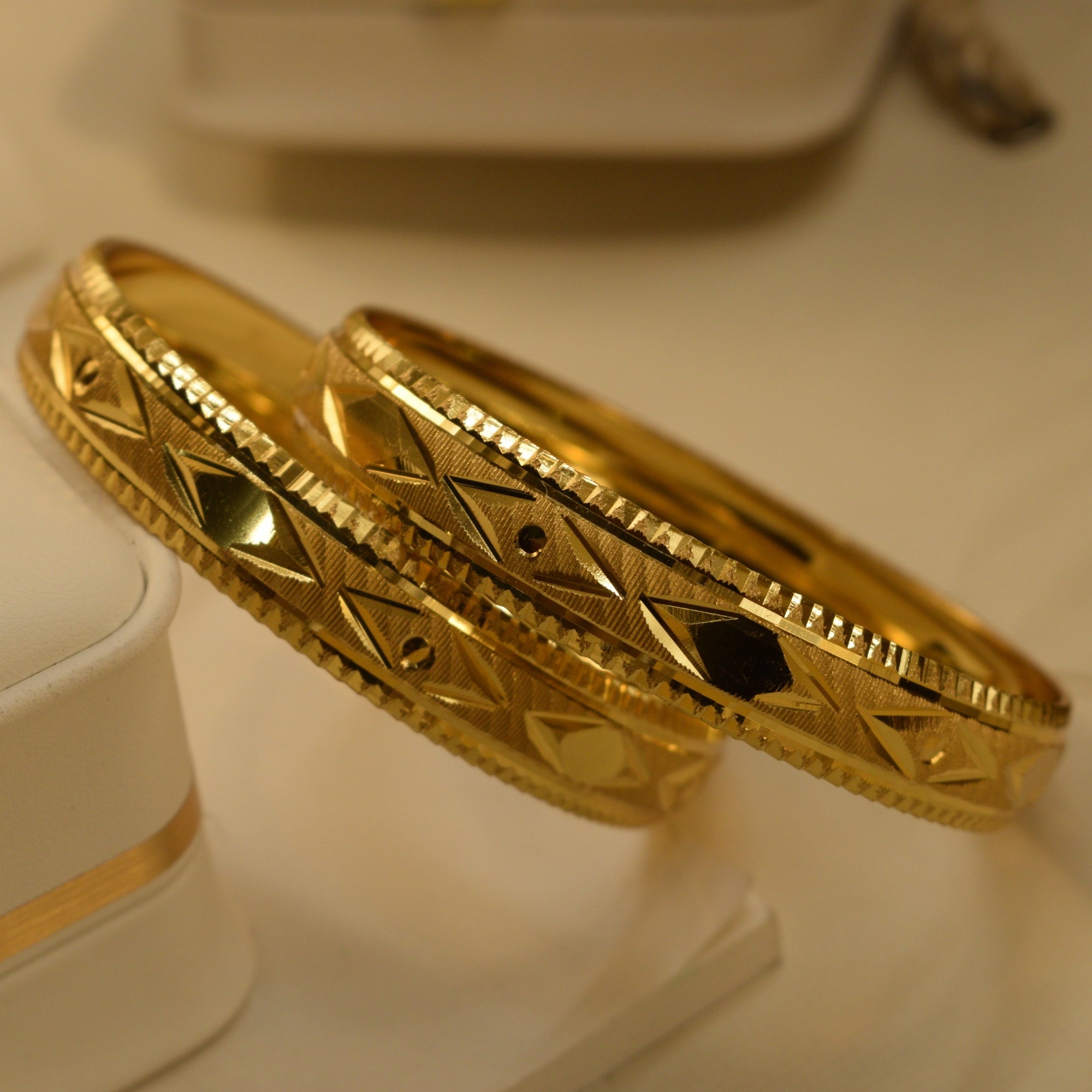 Fancy Unique Design Gold Plated 2pc Bangle Set for Girls/Women