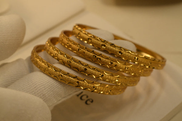 Beautiful Unique Design Gold Plated 4pc Bangle Set for Girls/Women