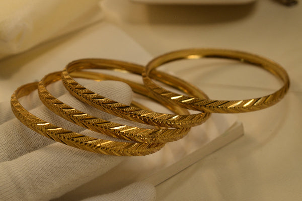 Luminous Unique Design Gold Plated 4pc Bangle Set for Girls/Women