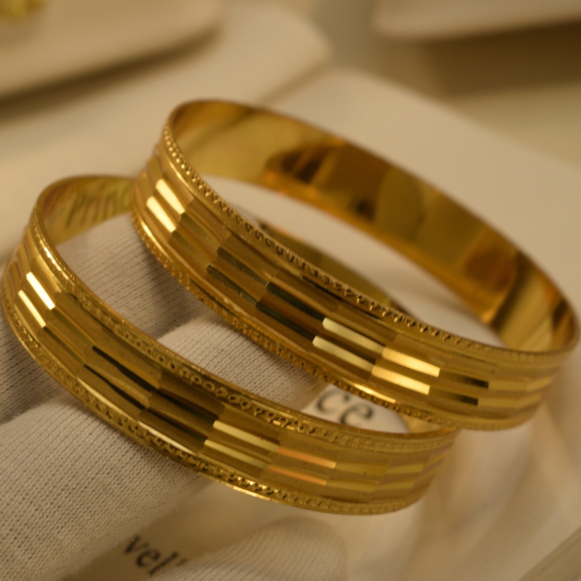 Glamorous Unique Design Gold Plated 2pc Bangle Set for Girls/Women