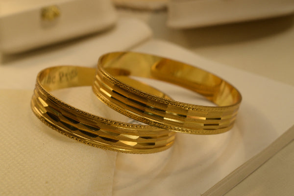 Glamorous Unique Design Gold Plated 2pc Bangle Set for Girls/Women