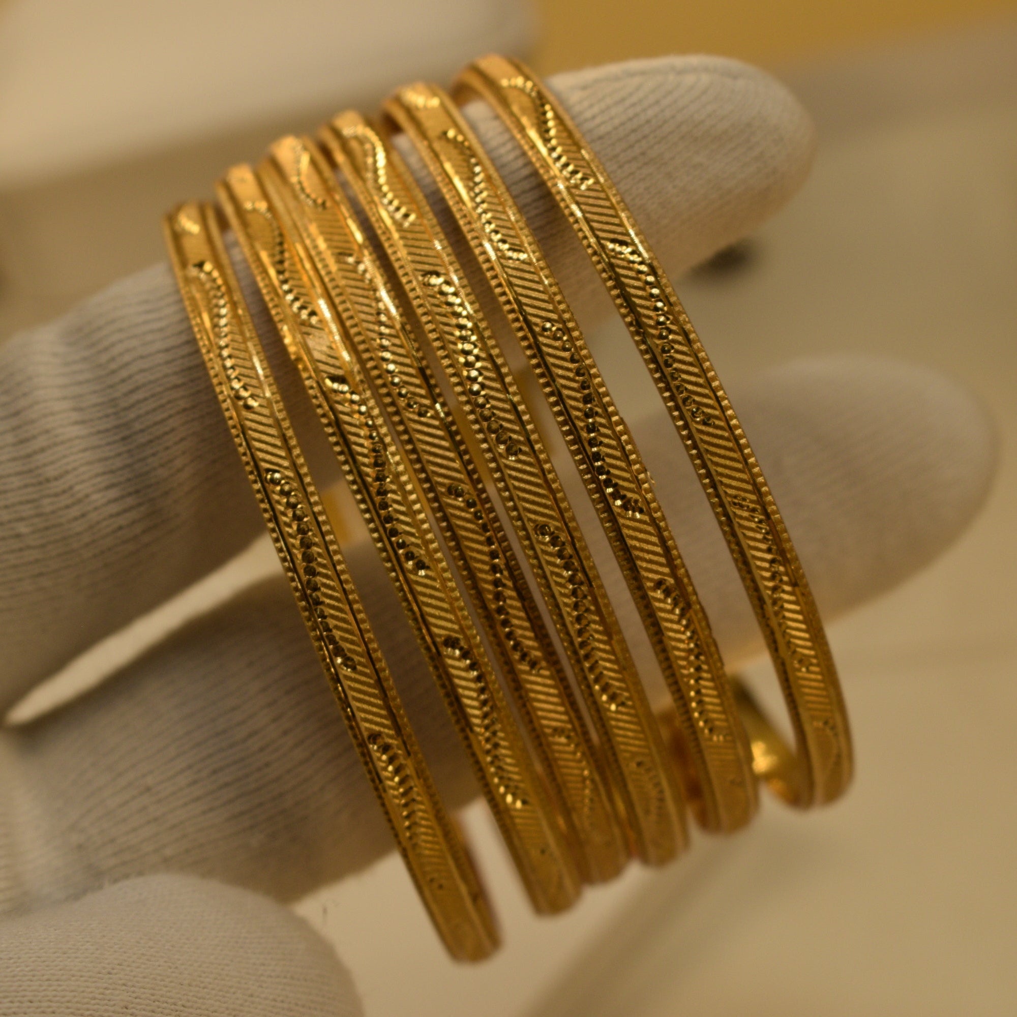 Luxury Unique Design Gold Plated 6pc Bangle Set for Girls/Women