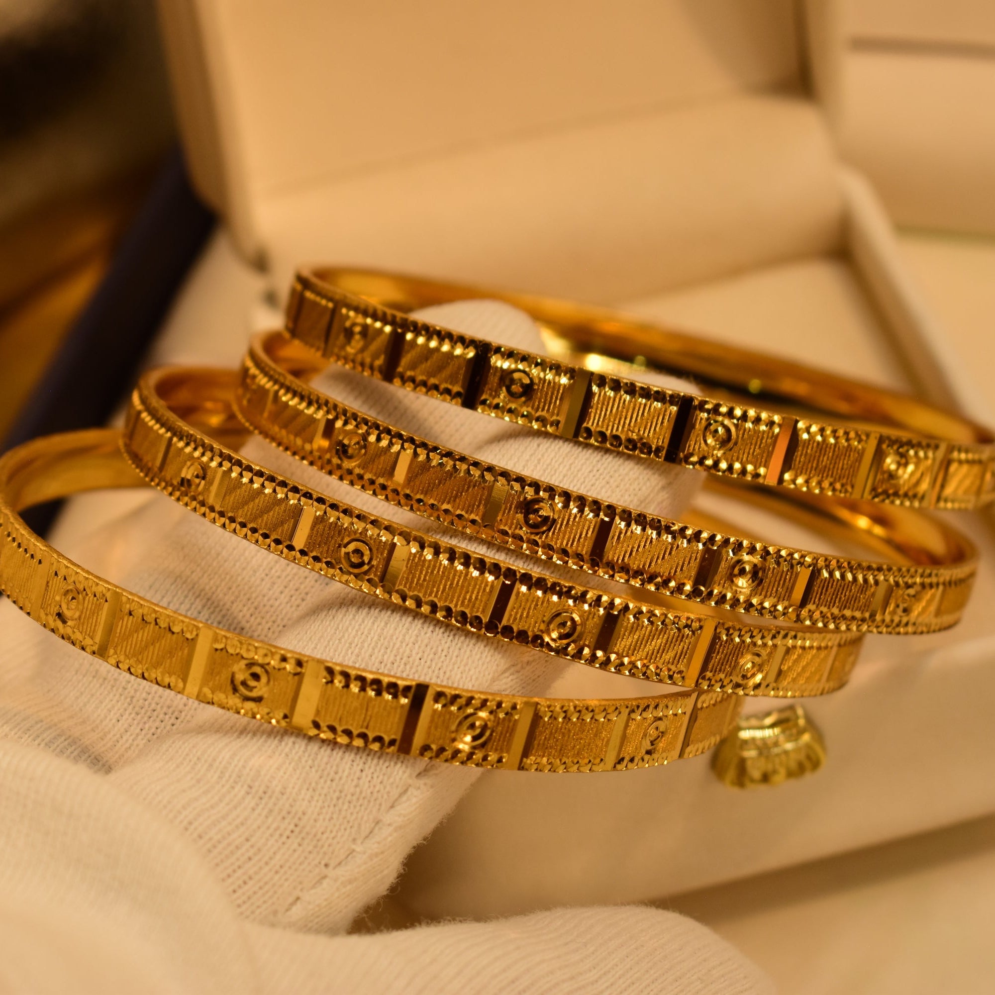 Gorgeous Unique Design Gold Plated 4pc Bangle Set for Girls/Women