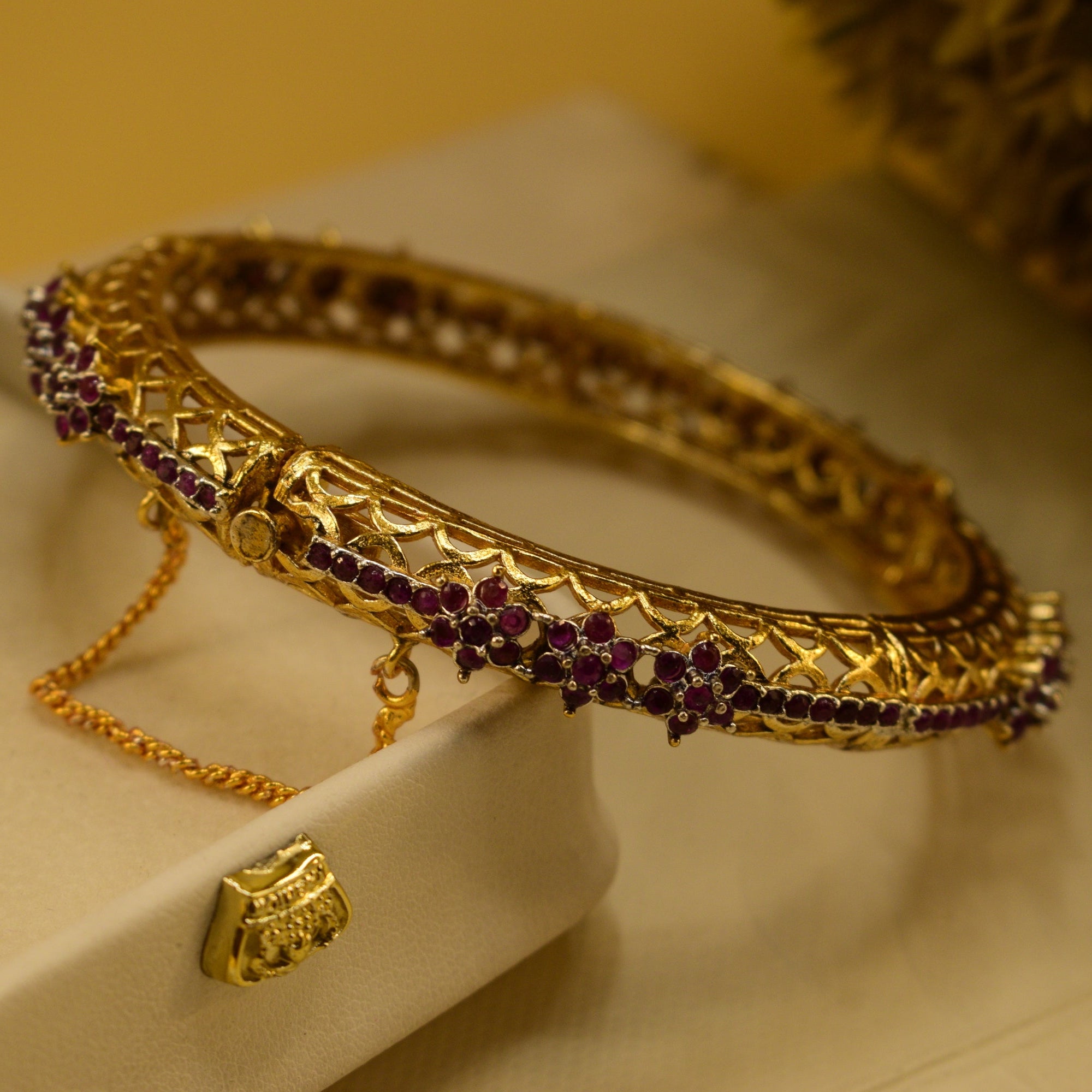 Luminous Design Gold Plated Crystal Stones Bangle for Girls/Women