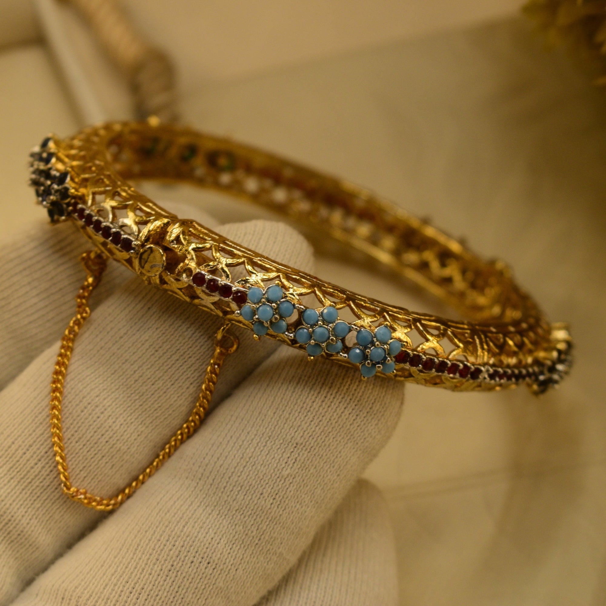 Luminous Design Gold Plated Crystal Stones Bangle for Girls/Women