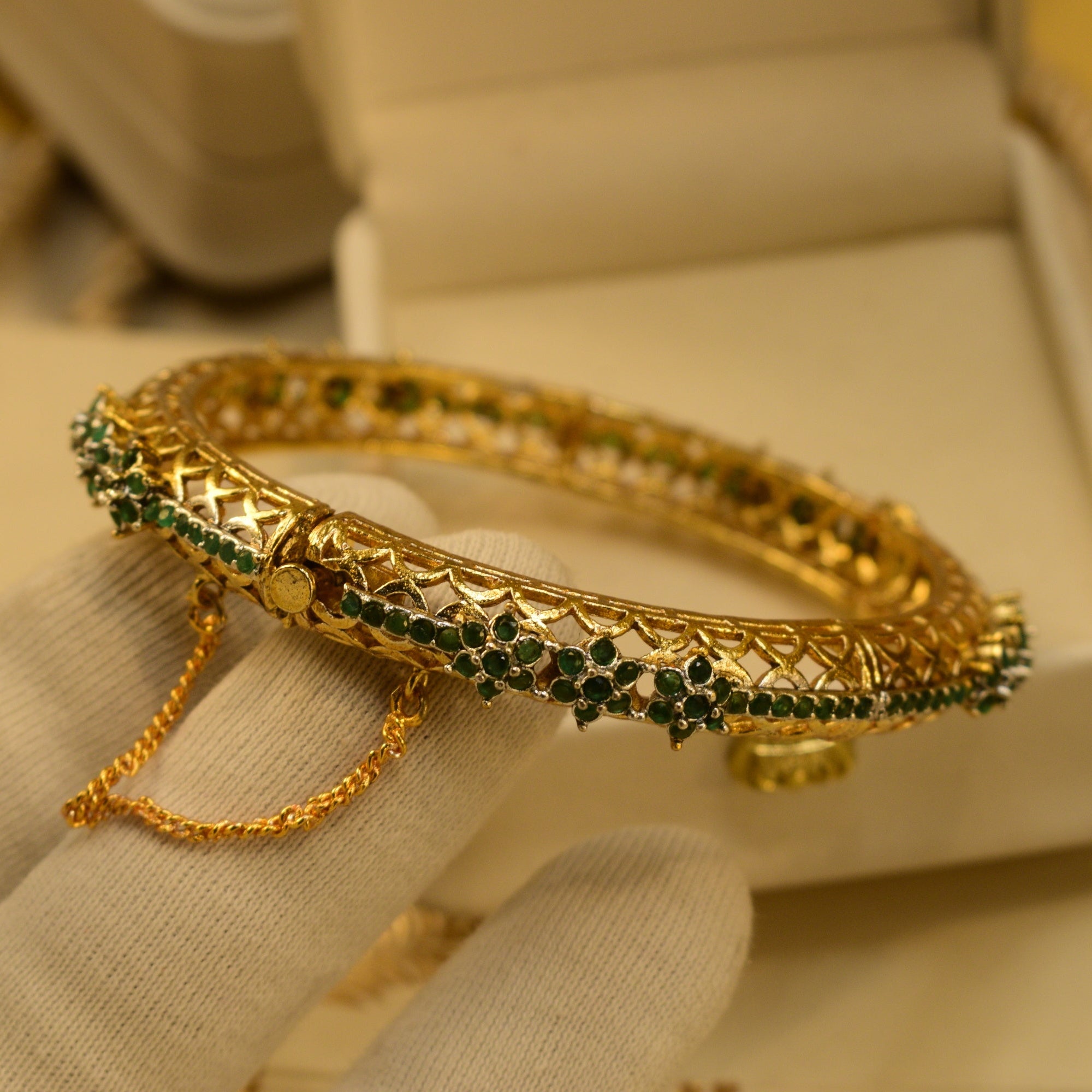Luminous Design Gold Plated Crystal Stones Bangle for Girls/Women