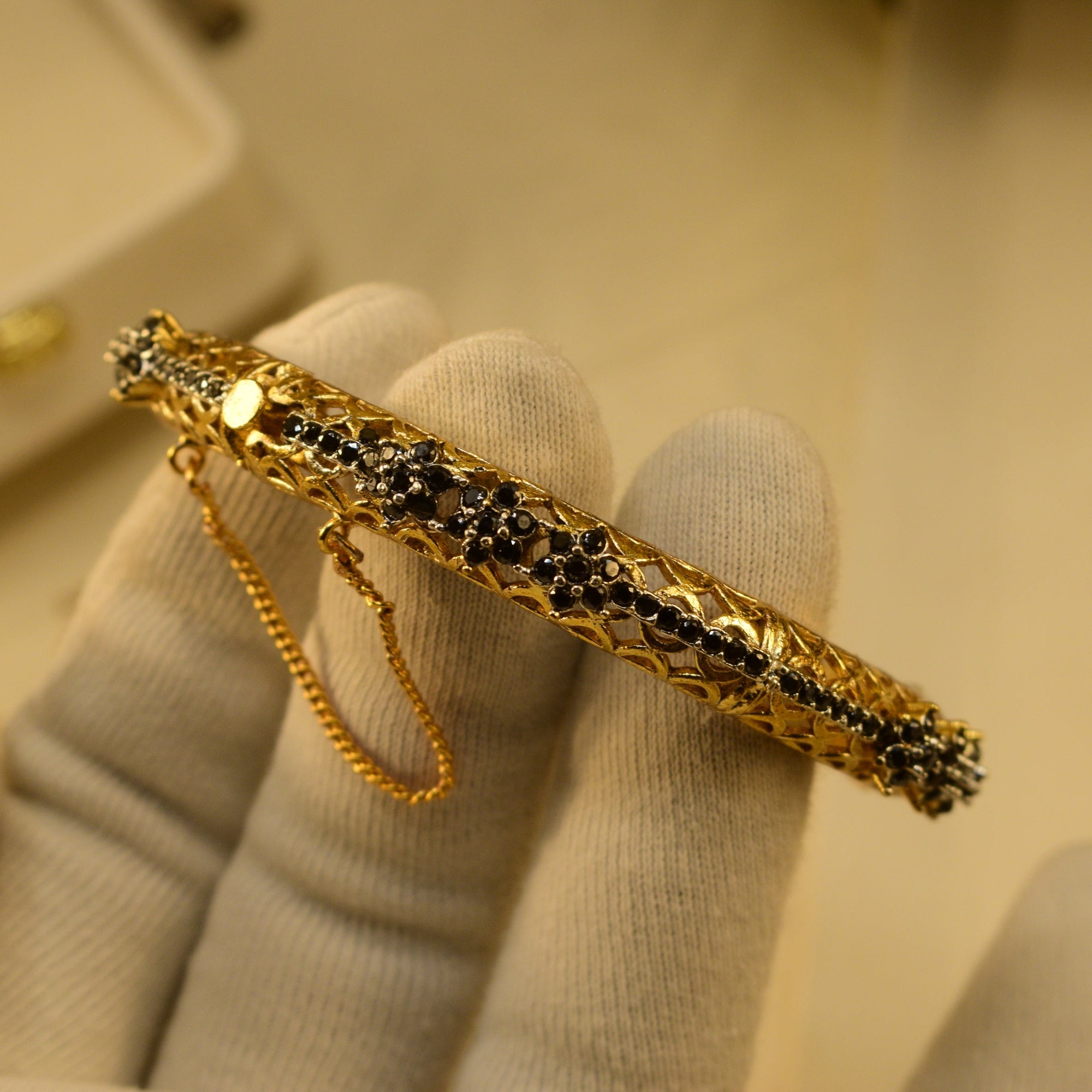 Luminous Design Gold Plated Crystal Stones Bangle for Girls/Women