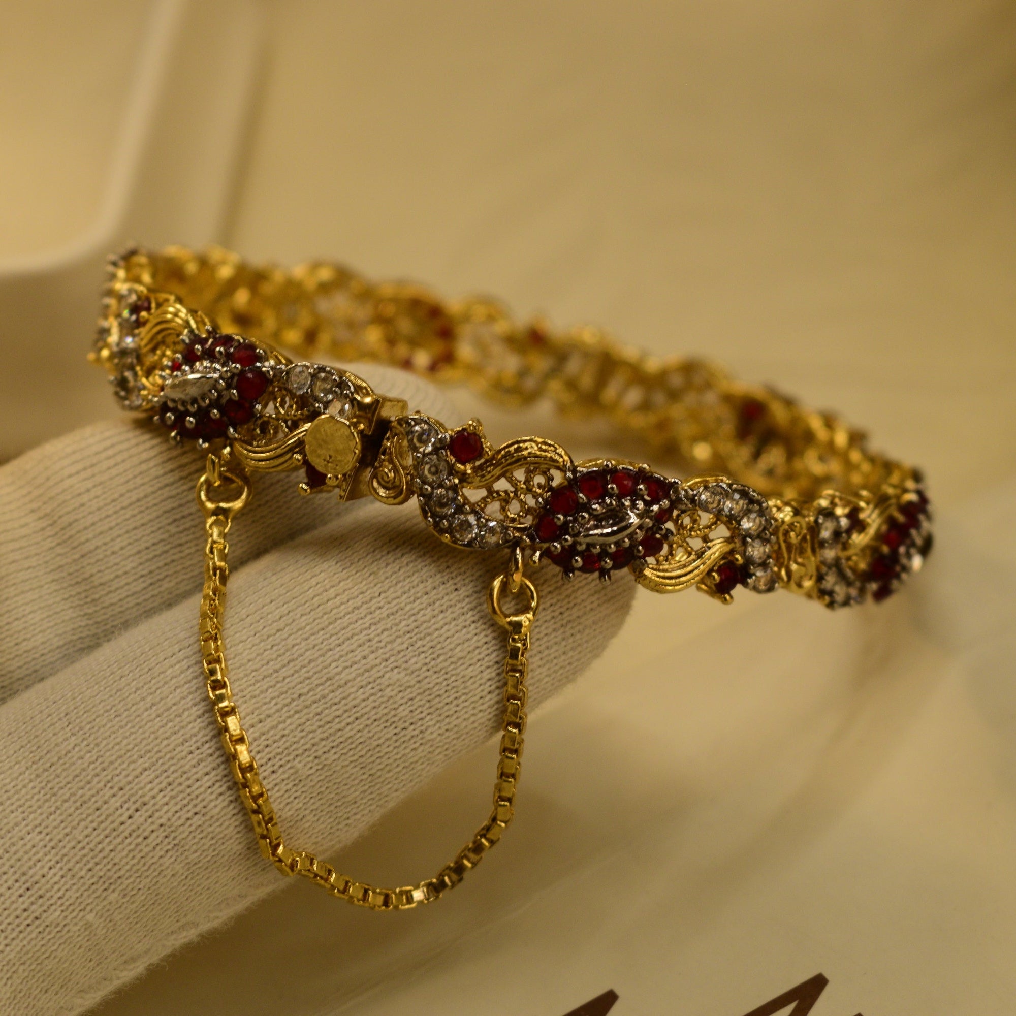 Stylish Unique Design Gold Plated Crystal Stones Bangle for Girls/Women