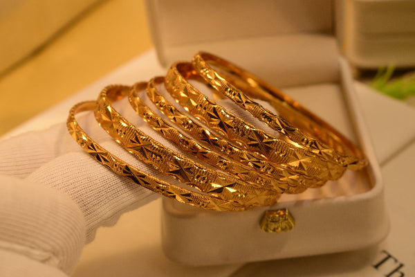 Beautiful Unique Design Gold Plated 6pc Bangle Set for Girls/Women