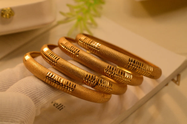Luminous Unique Design Gold Plated 4pc Bangle Set for Girls/Women