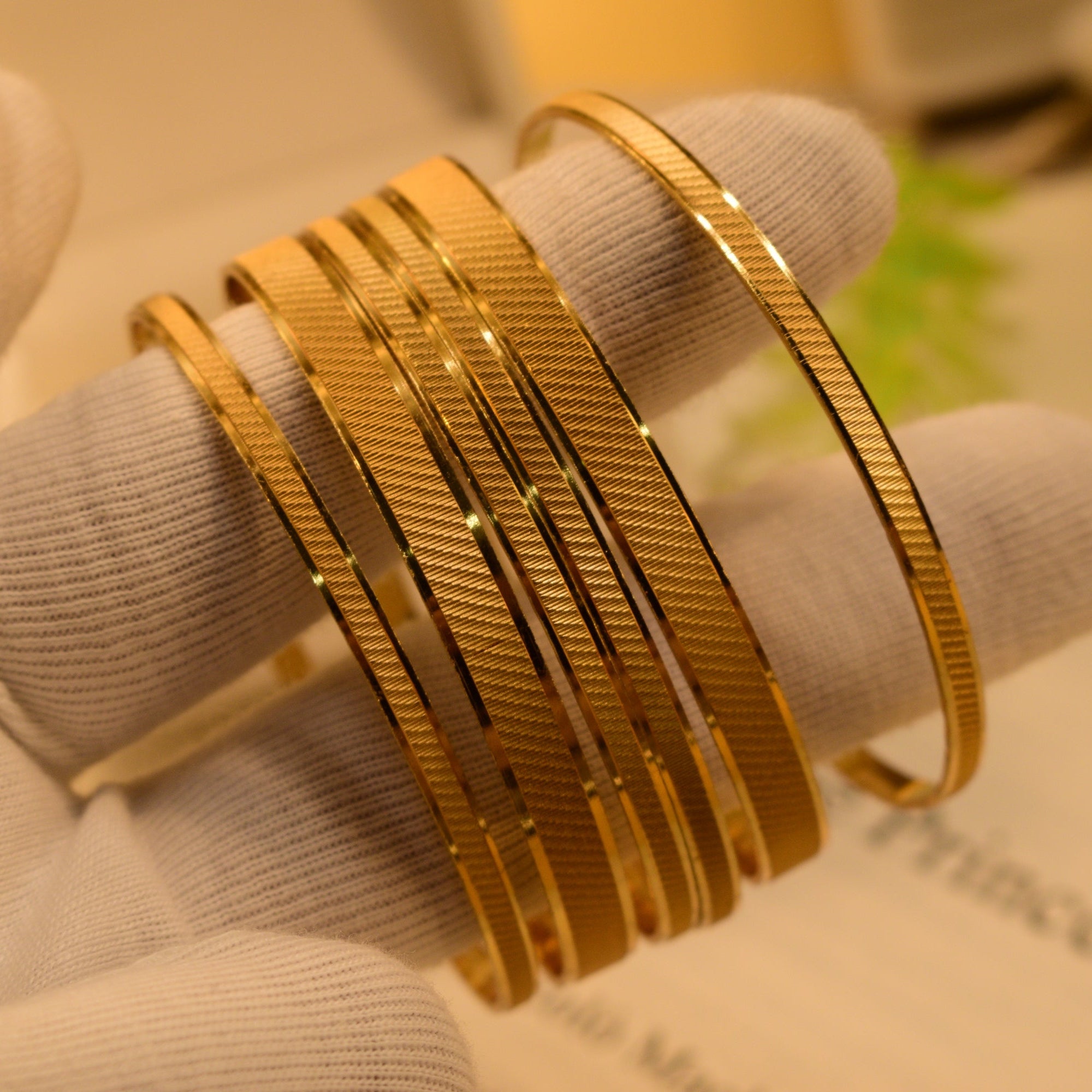 Glamorous Unique Design Gold Plated 6pc Bangle Set for Girls/Women