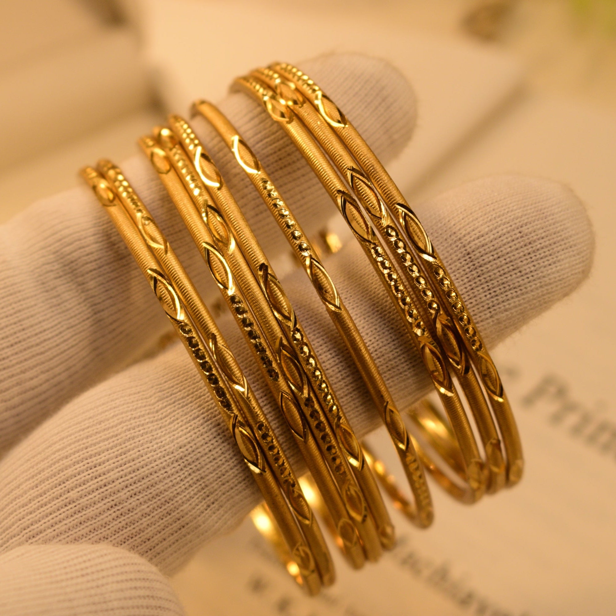 Fancy Unique Design Gold Plated 9pc Bangle Set for Girls/Women