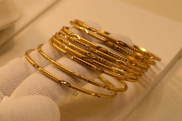 Fancy Unique Design Gold Plated 9pc Bangle Set for Girls/Women
