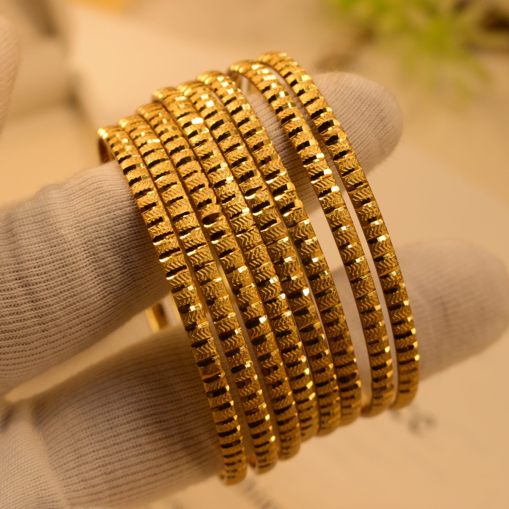 Dazzling Unique Design Gold Plated 8pc Bangle Set for Girls/Women