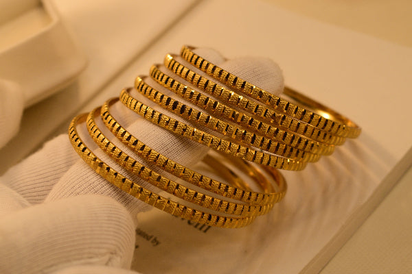 Dazzling Unique Design Gold Plated 8pc Bangle Set for Girls/Women