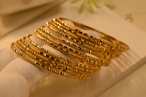 Gorgeous Unique Design Gold Plated 12pc Bangle Set for Girls/Women
