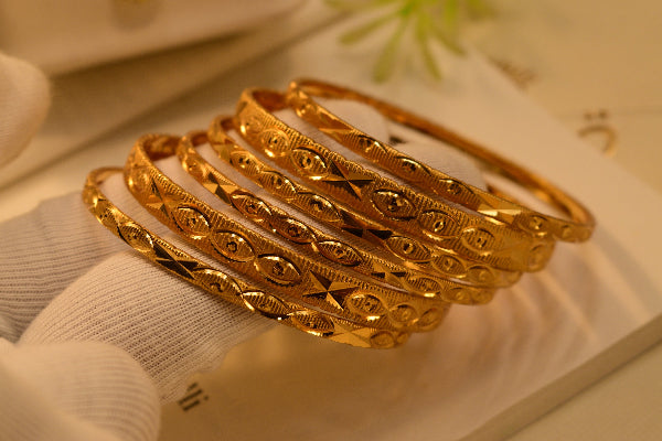 Charming Unique Design Gold Plated 6pc Bangle Set for Girls/Women