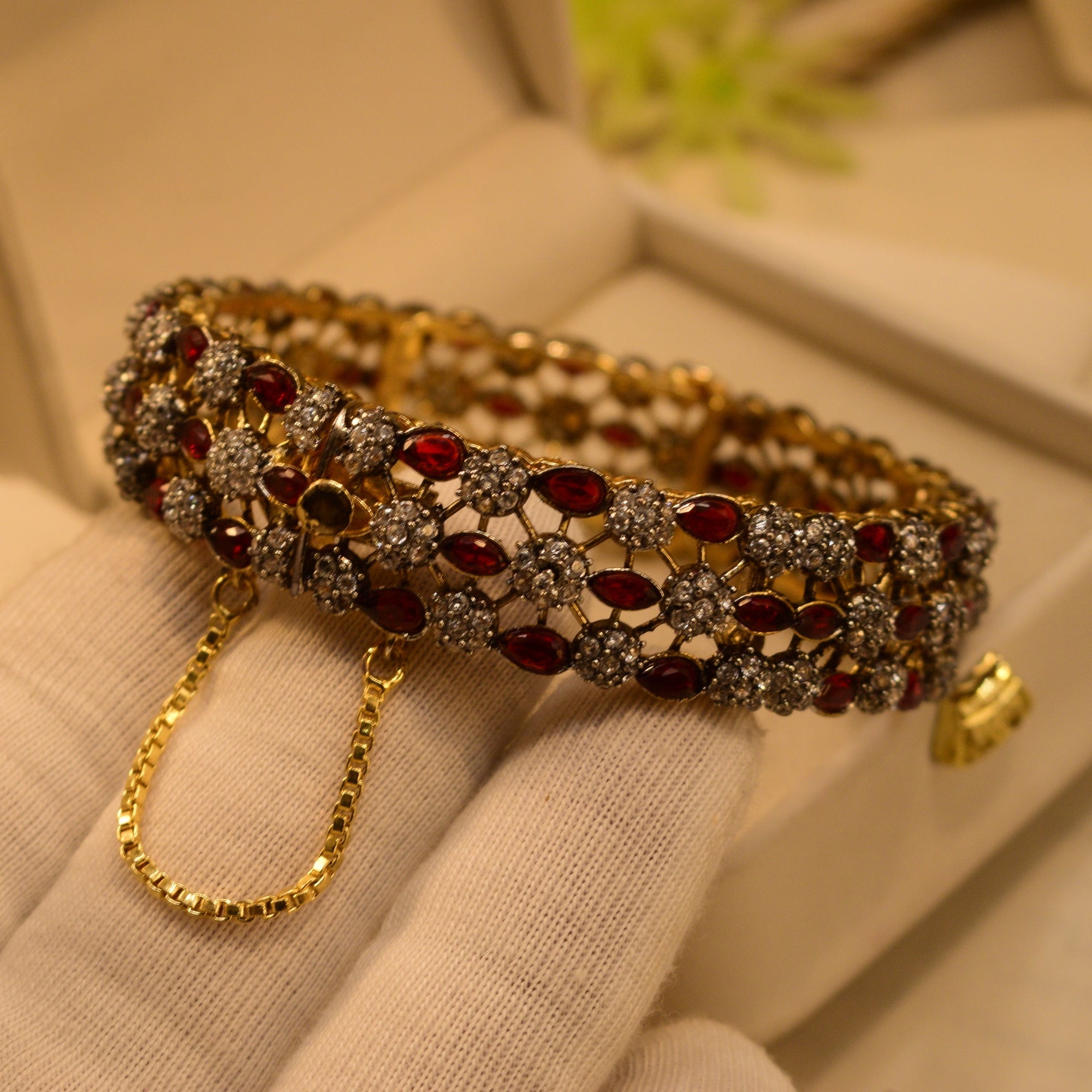 Luminous Design Gold Plated Crystal Stones Bangle for Girls/Women