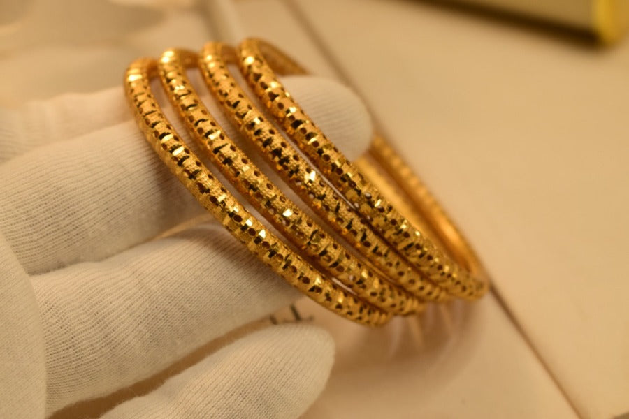 Fancy 18k Gold Design Elegant Four Bangles Set for Girls/Women