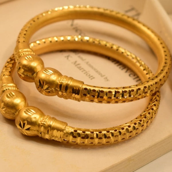 Fancy Design 24K Gold Plated 2pc Bangles Set for Girls/Women